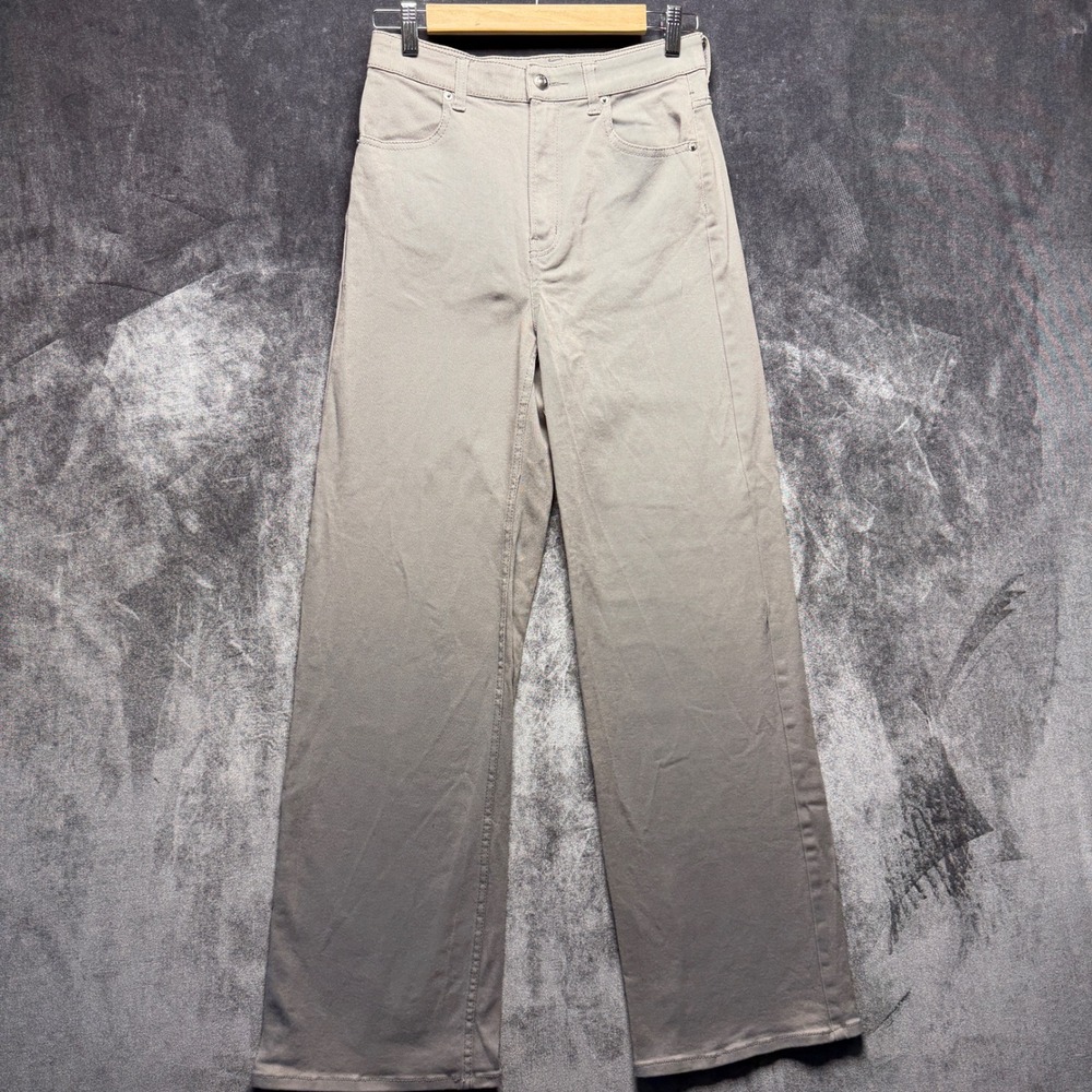 H&M Divided Pants Womens 4 Gray Cotton Wide Leg High Rise Twill Casual Workwear